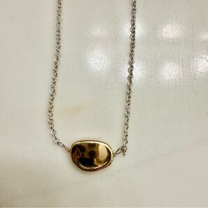 Evereve Two Tone Sterling Silver Chain Necklace with Gold “Bean” Pendant